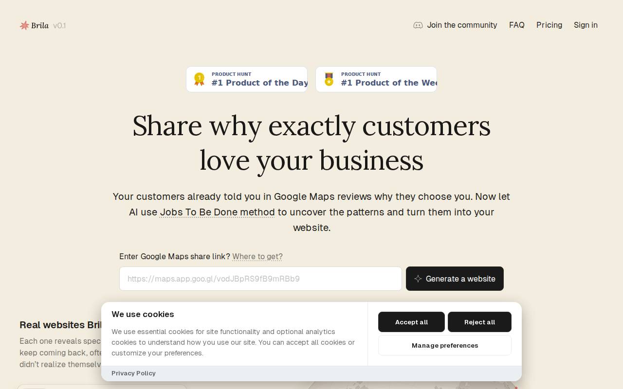 Brila AI Website Builder – A local business AI website builder tool