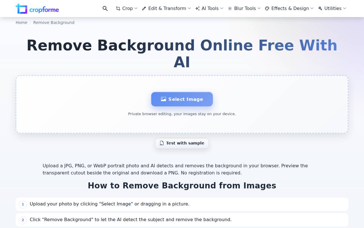 Remove Background Online Free With AI – A free AI background removal tool