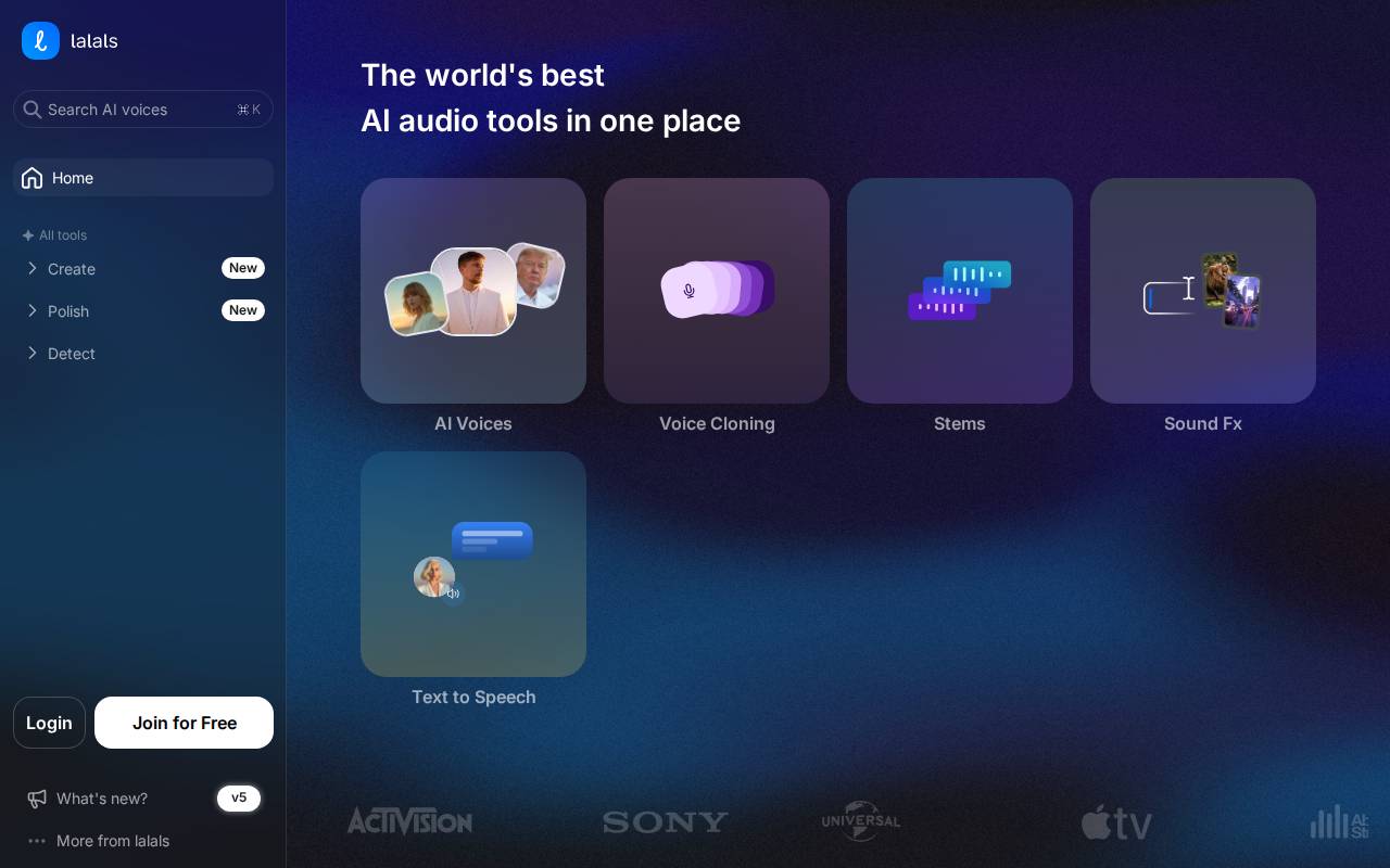 Lalals – A comprehensive AI audio tool for music and voice design tool
