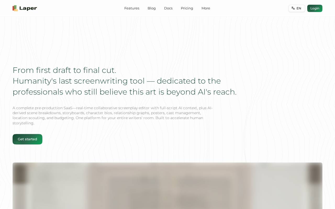 Laper – A AI-powered screenwriting tool