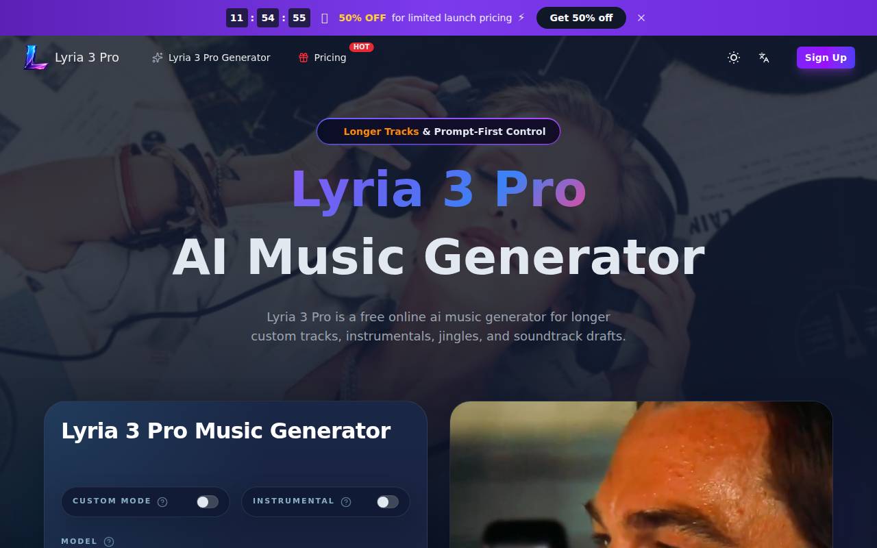 Lyria 3 Pro – A free online AI music generator tool