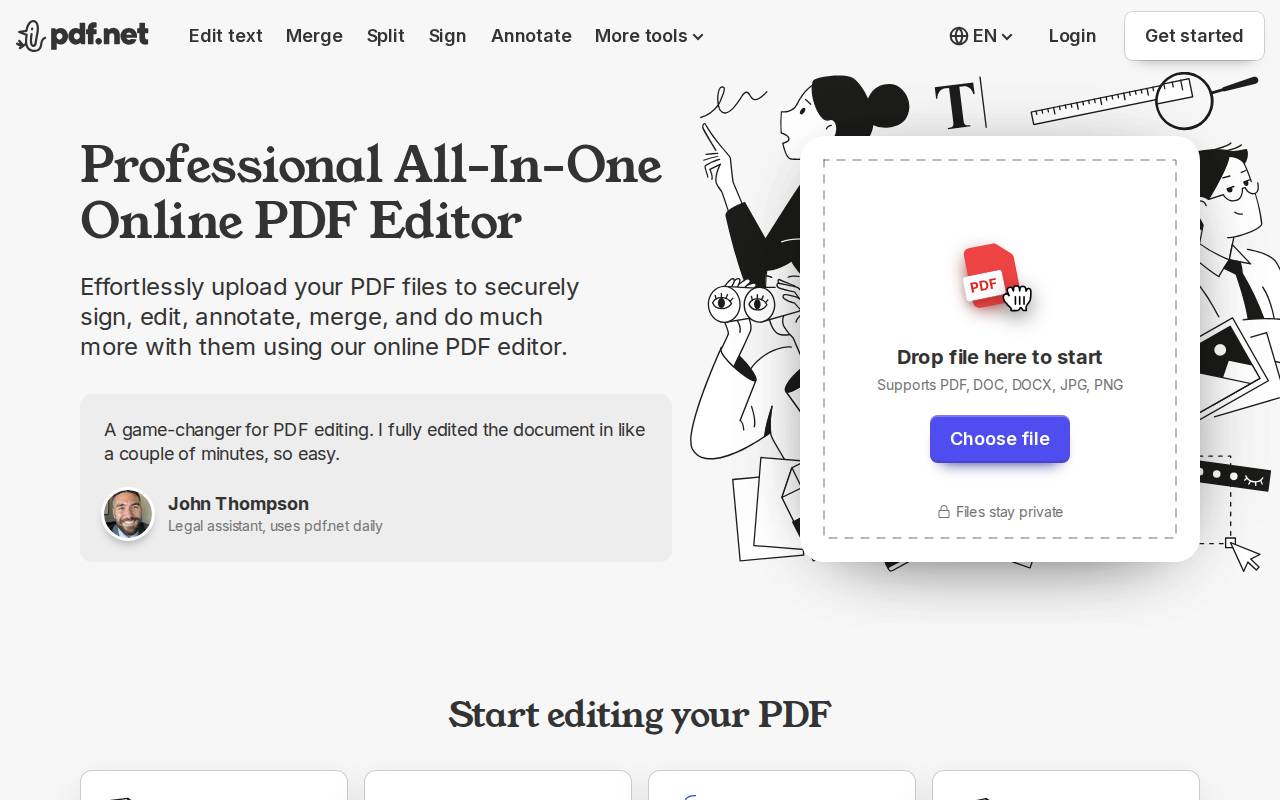 pdf.net – All-in-one online PDF editor to edit, sign, convert, and organize PDFs.