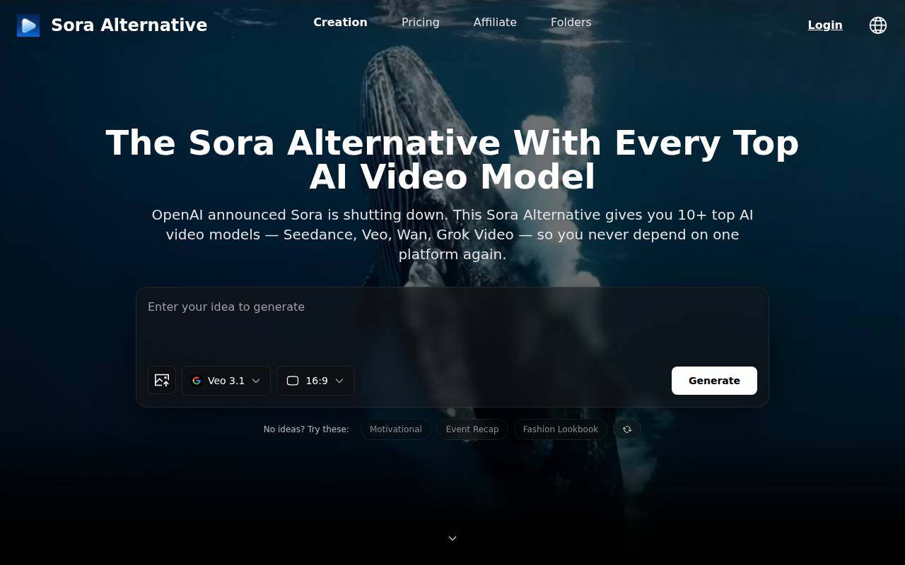 Sora Alternative – A multi-model AI video generator tool