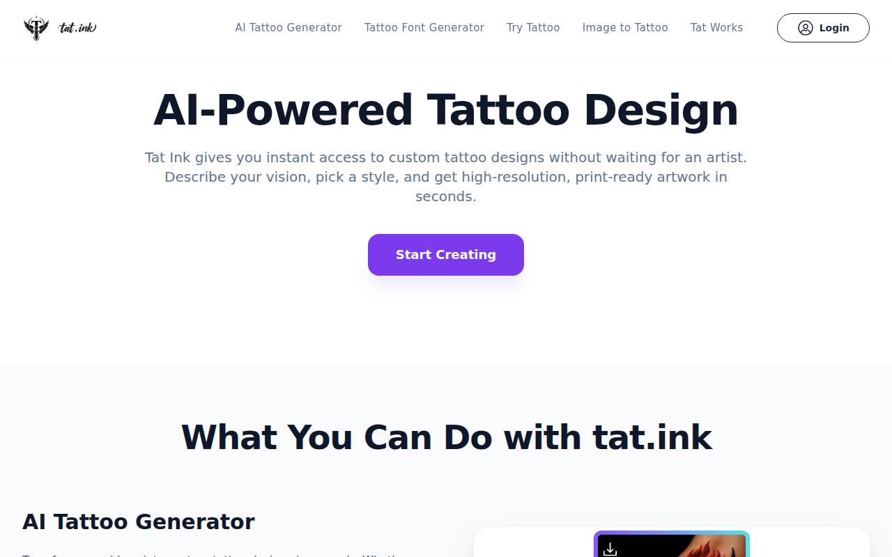 Tat Ink – A cutting-edge AI tattoo design tool
