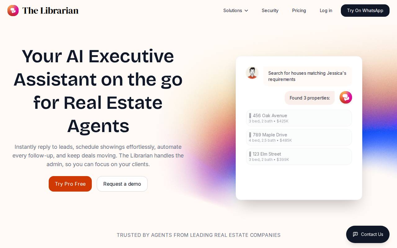 The Librarian – AI executive assistant for real estate agents on the go.