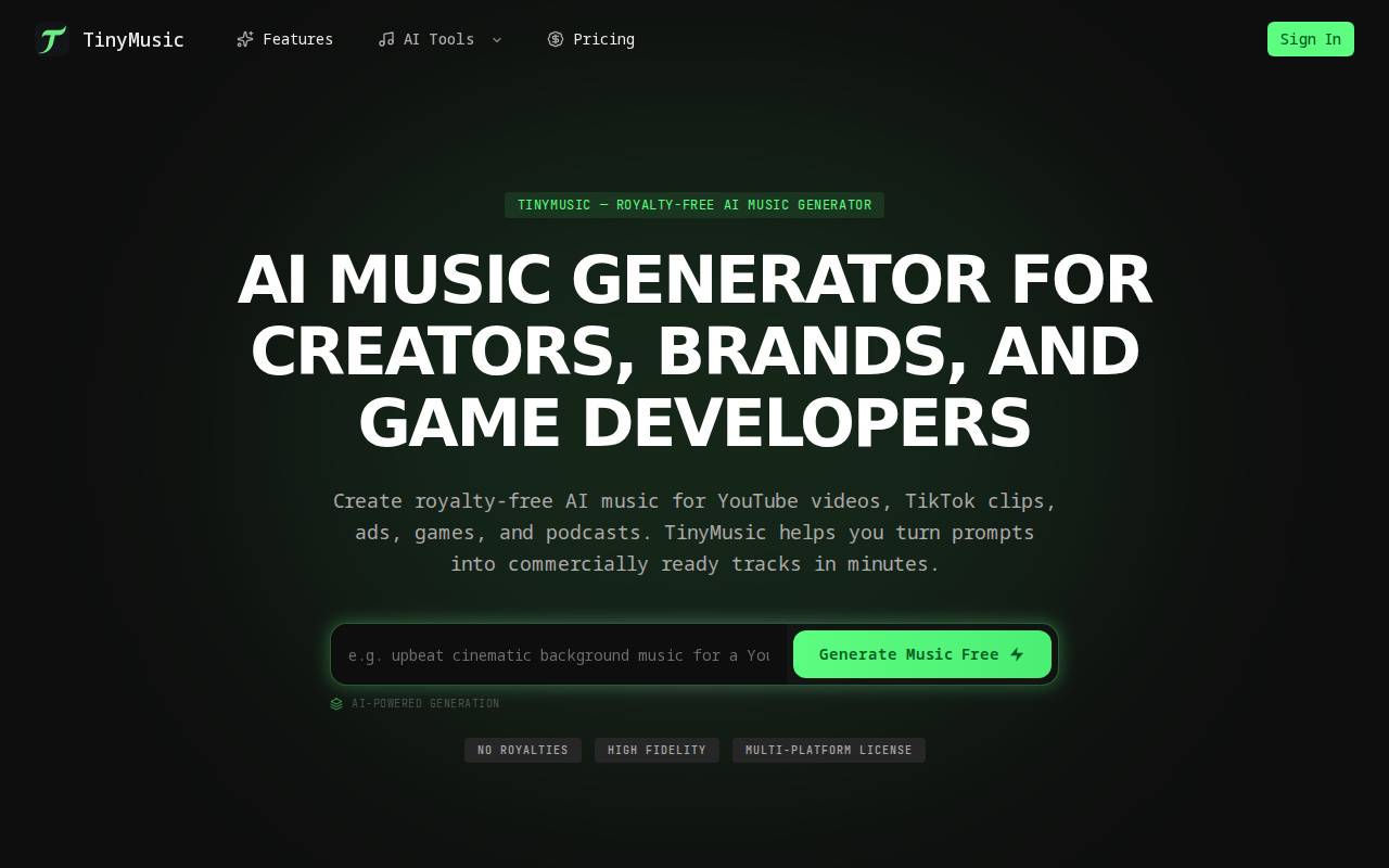 TinyMusic – A royalty-free AI music creation tool