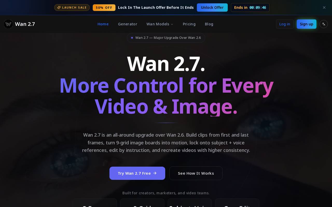 Wan 2.7 – A controllable AI video generation tool
