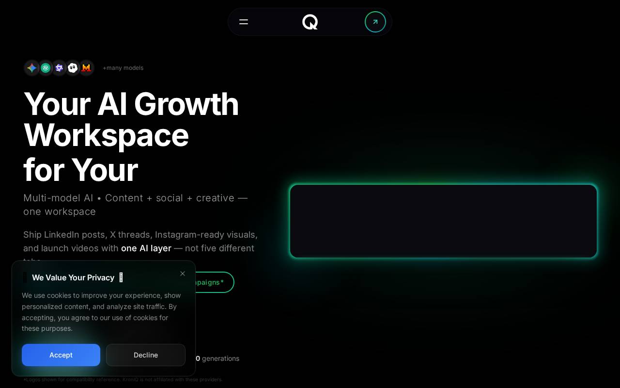 KroniQ AI Growth Workspace – A multi-model AI marketing tool