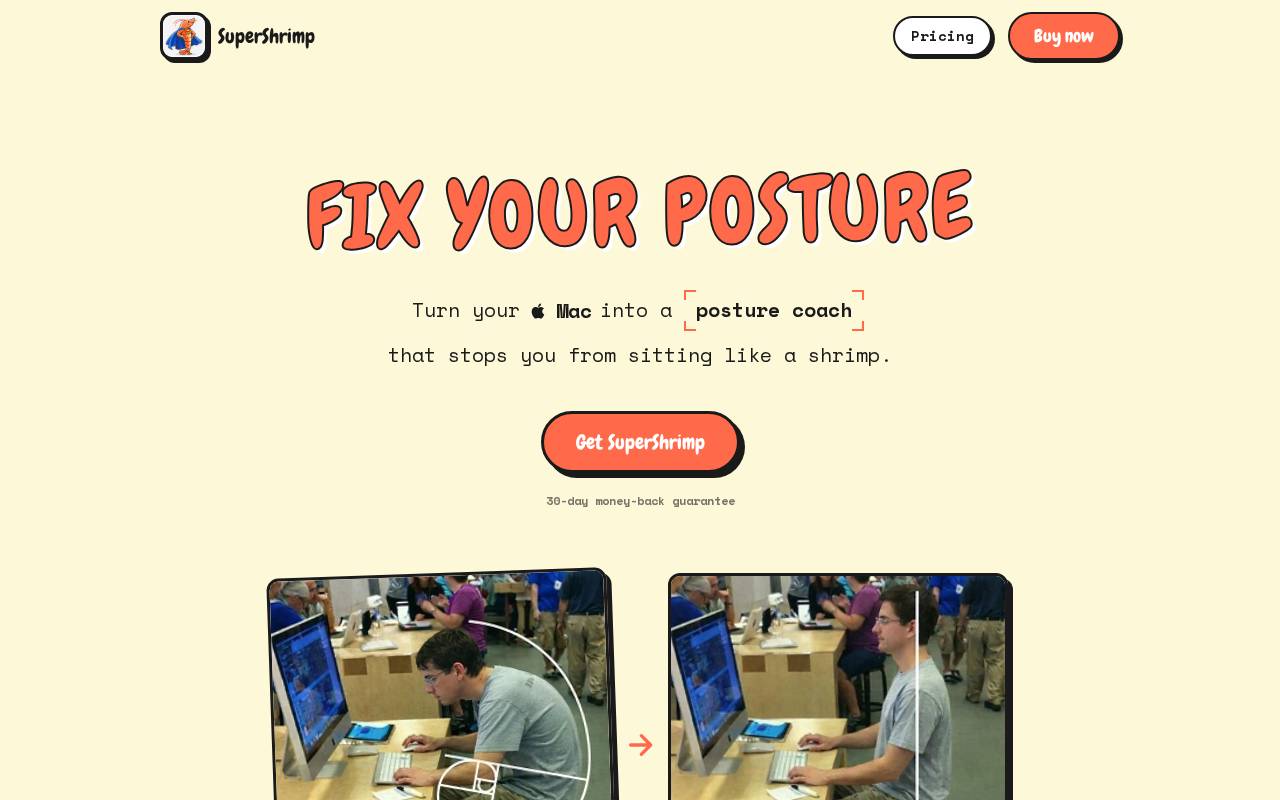 SuperShrimp – A real-time posture coach tool for better sitting.