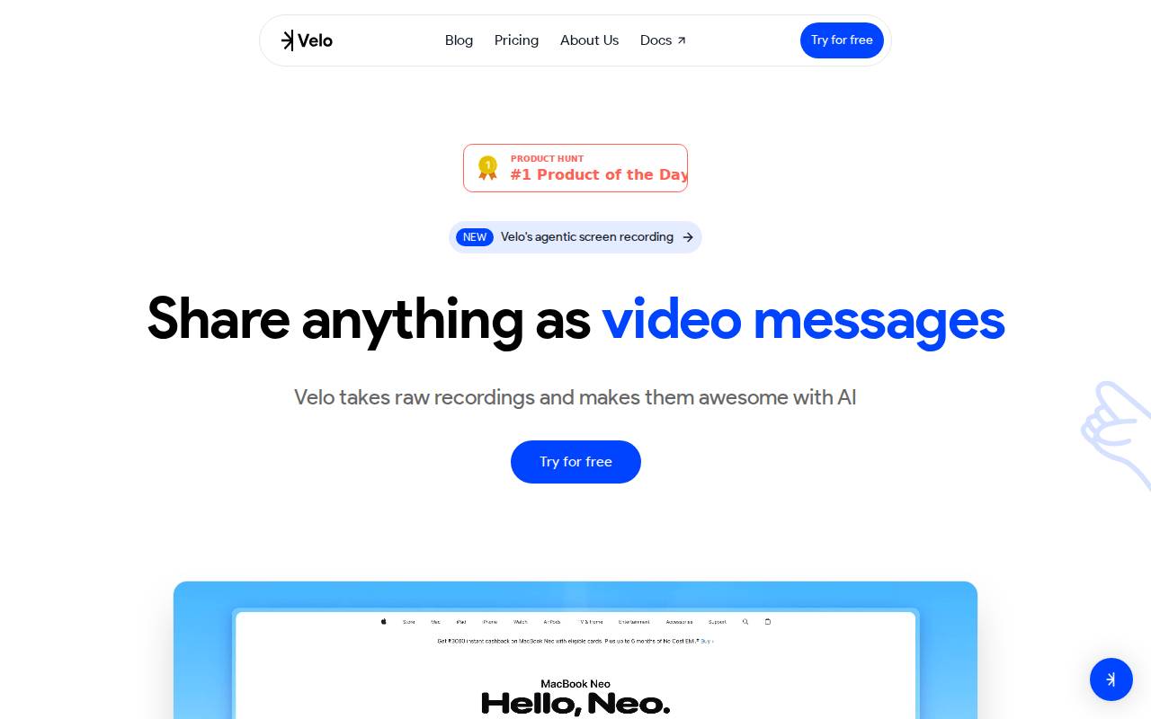 Velo – A AI-powered video messages tool
