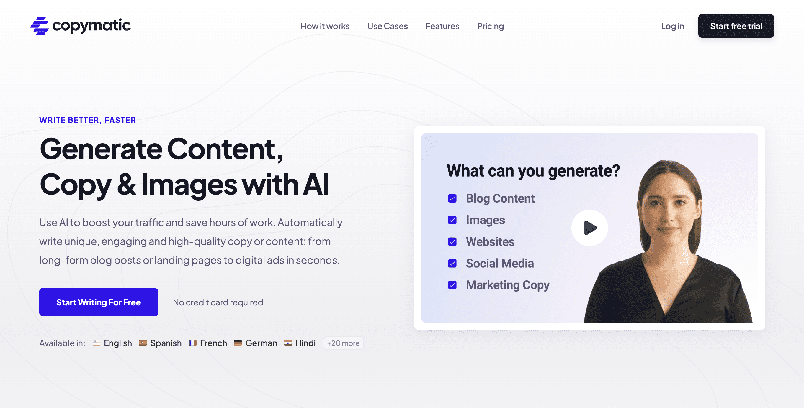 Top 5 AI Content Generators in 2026 - Copymatic - The Smartest AI Content Writer | Free AI Content Generator