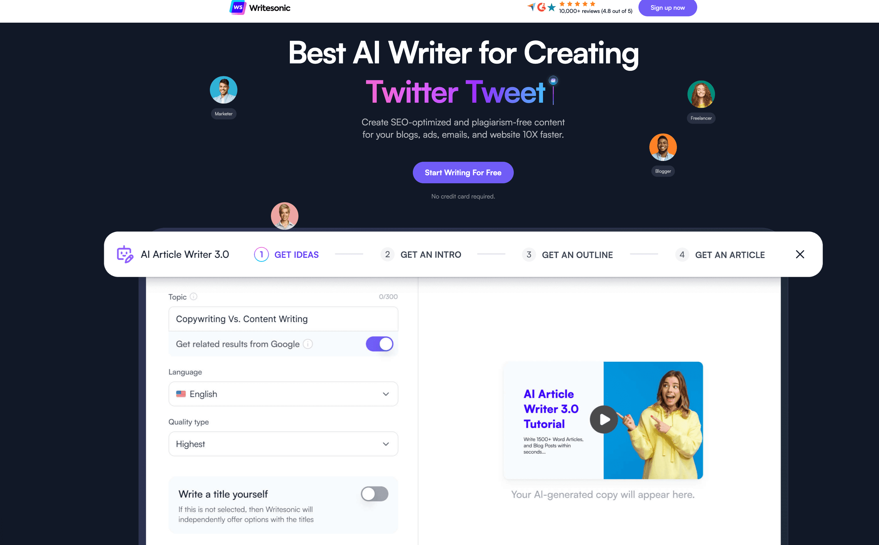 Top 5 AI Content Generators in 2026 - Writesonic - AI Content Generator ｜ GPT Text Generator