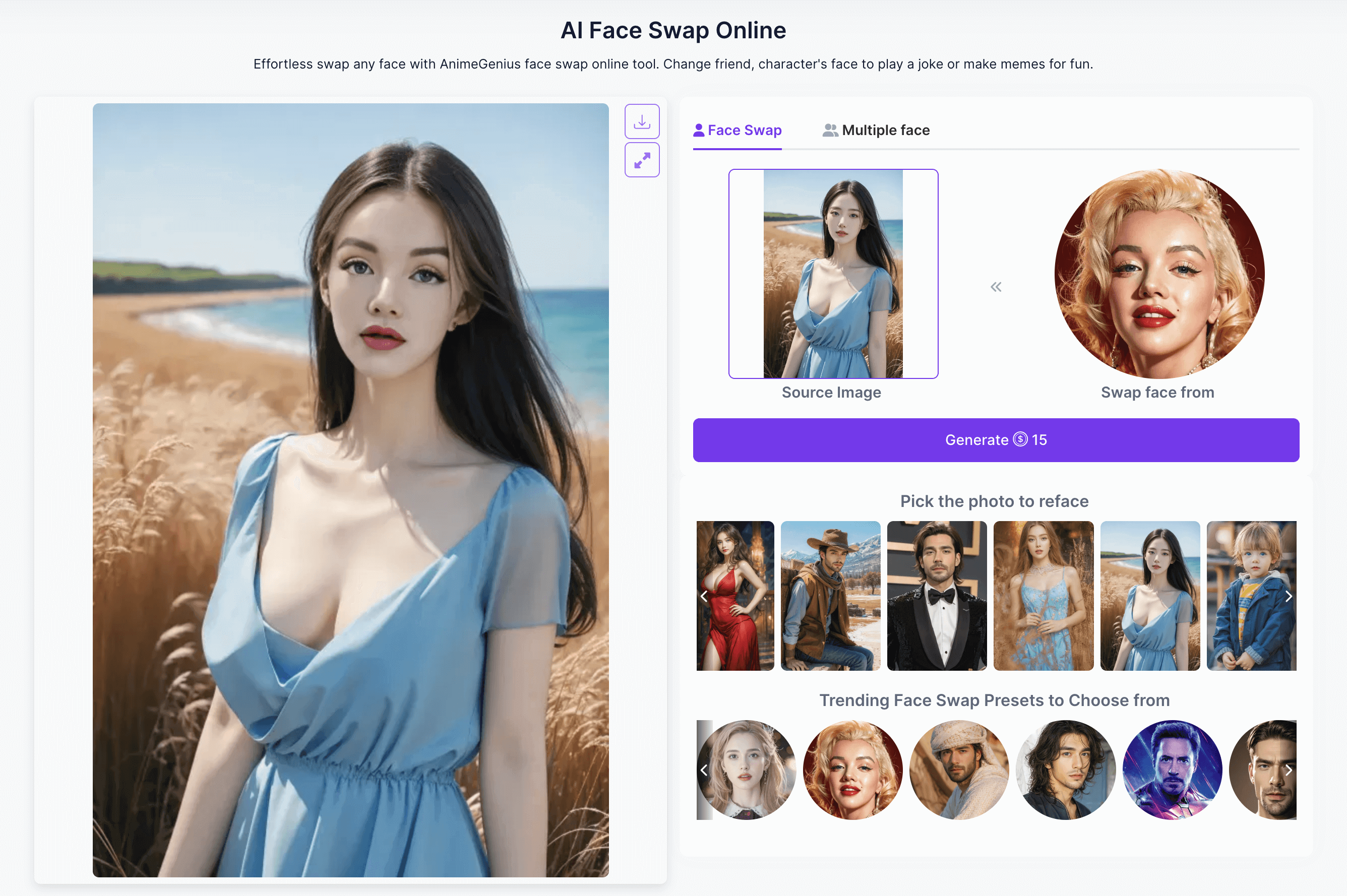 Animegenius Face Swap – AI Face Swap Online