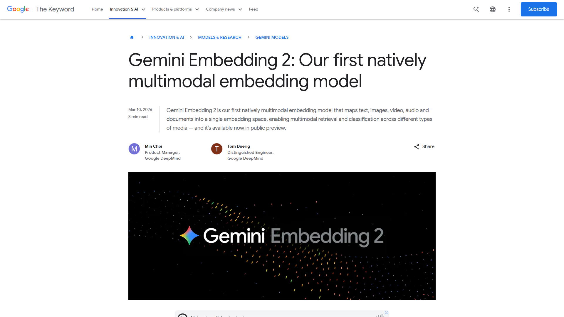 Gemini Embedding 2 – A Gemini Embedding 2 multimodal embedding tool