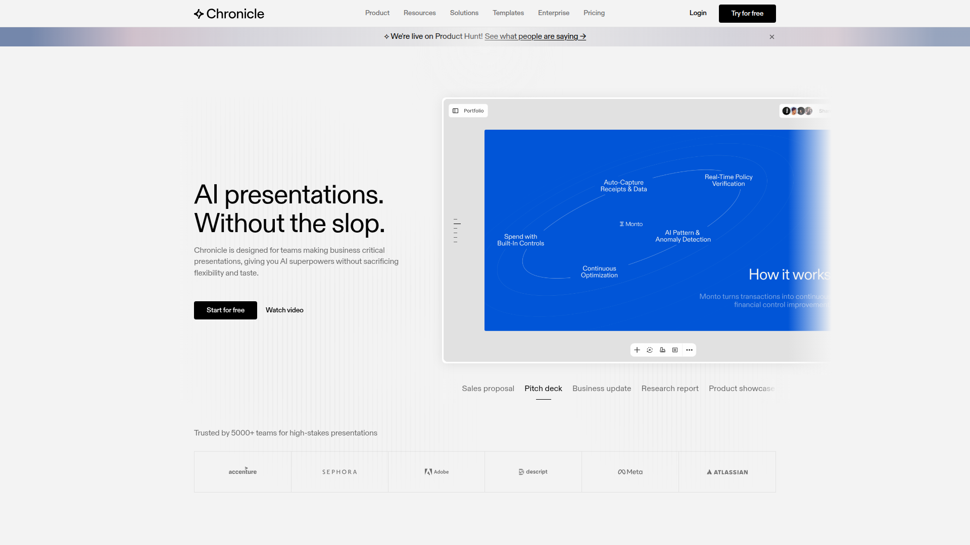 Chronicle – A polished AI presentation tool for teams