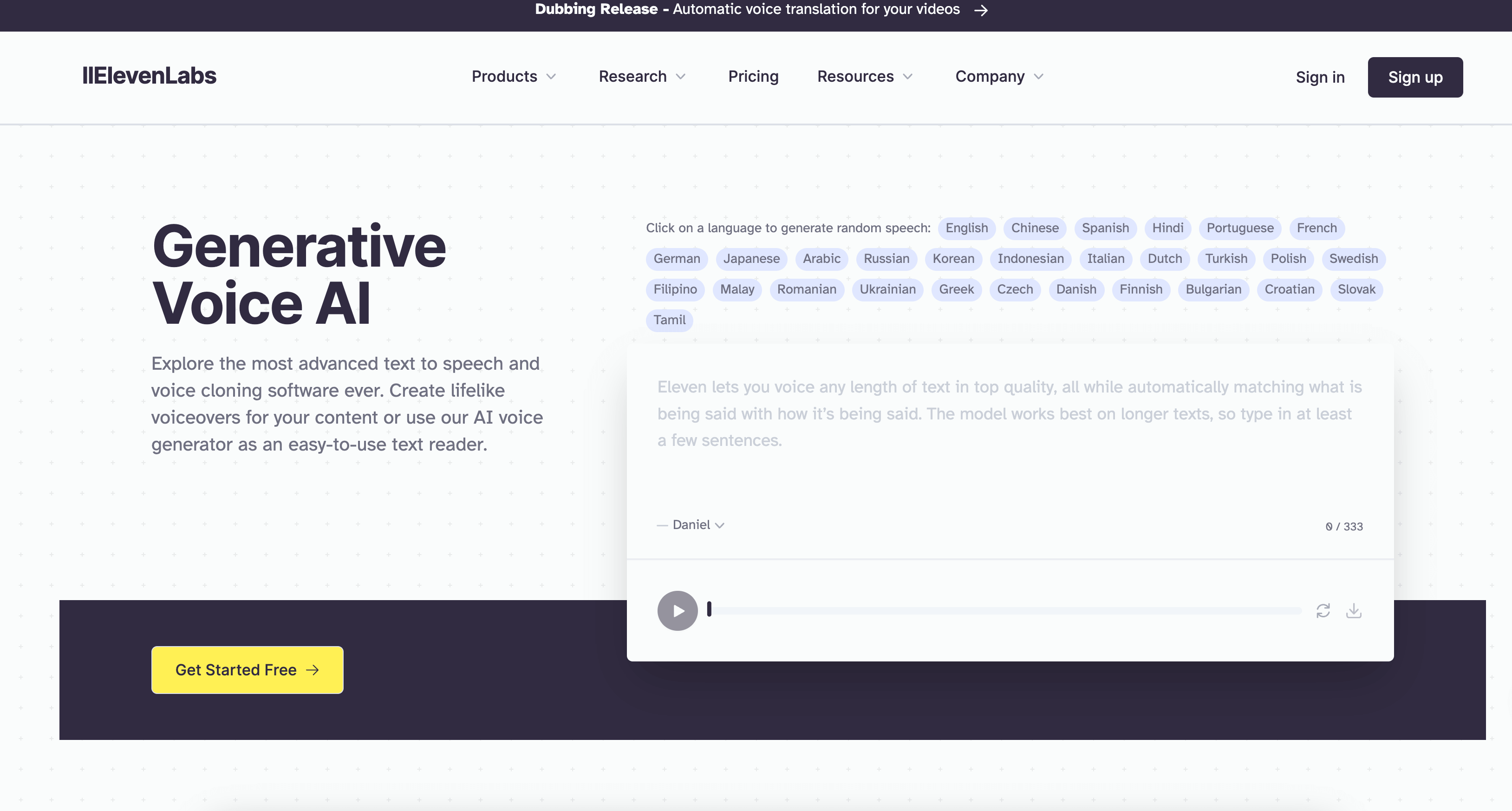 Elevenlabs – A generative AI text to speech tool