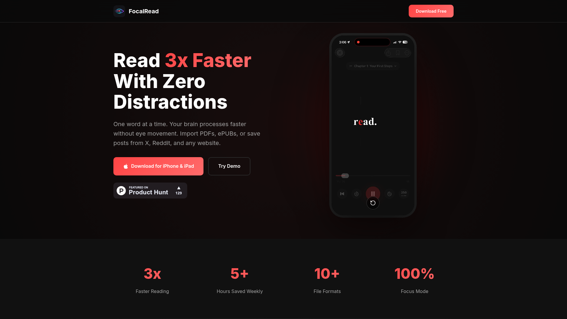 FocalRead – A distraction-free speed reading tool