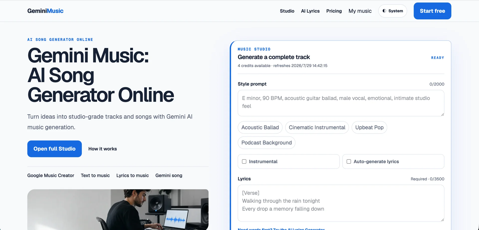 GeminiMusicAI – An AI Music Generator Tool