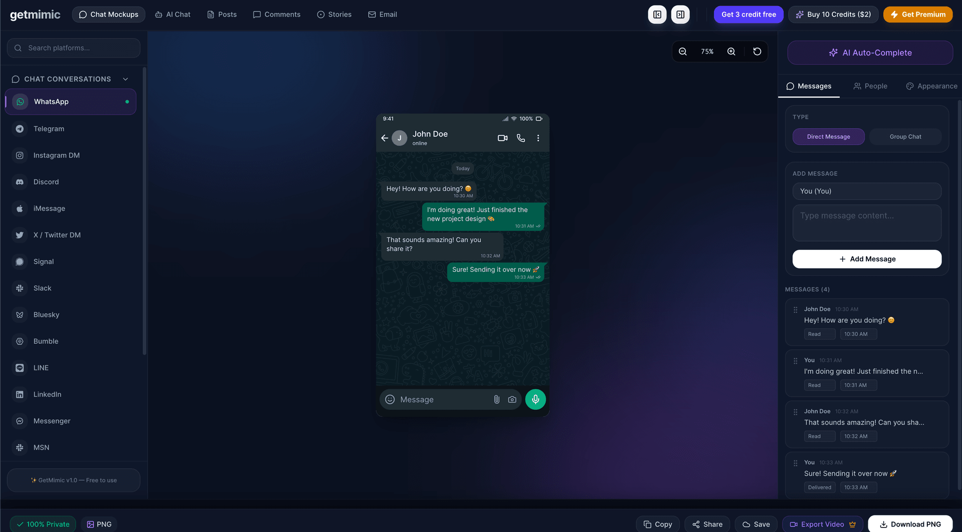 WhatsApp Chat Mockup Generator – A WhatsApp chat mockup tool for sleek visuals tool