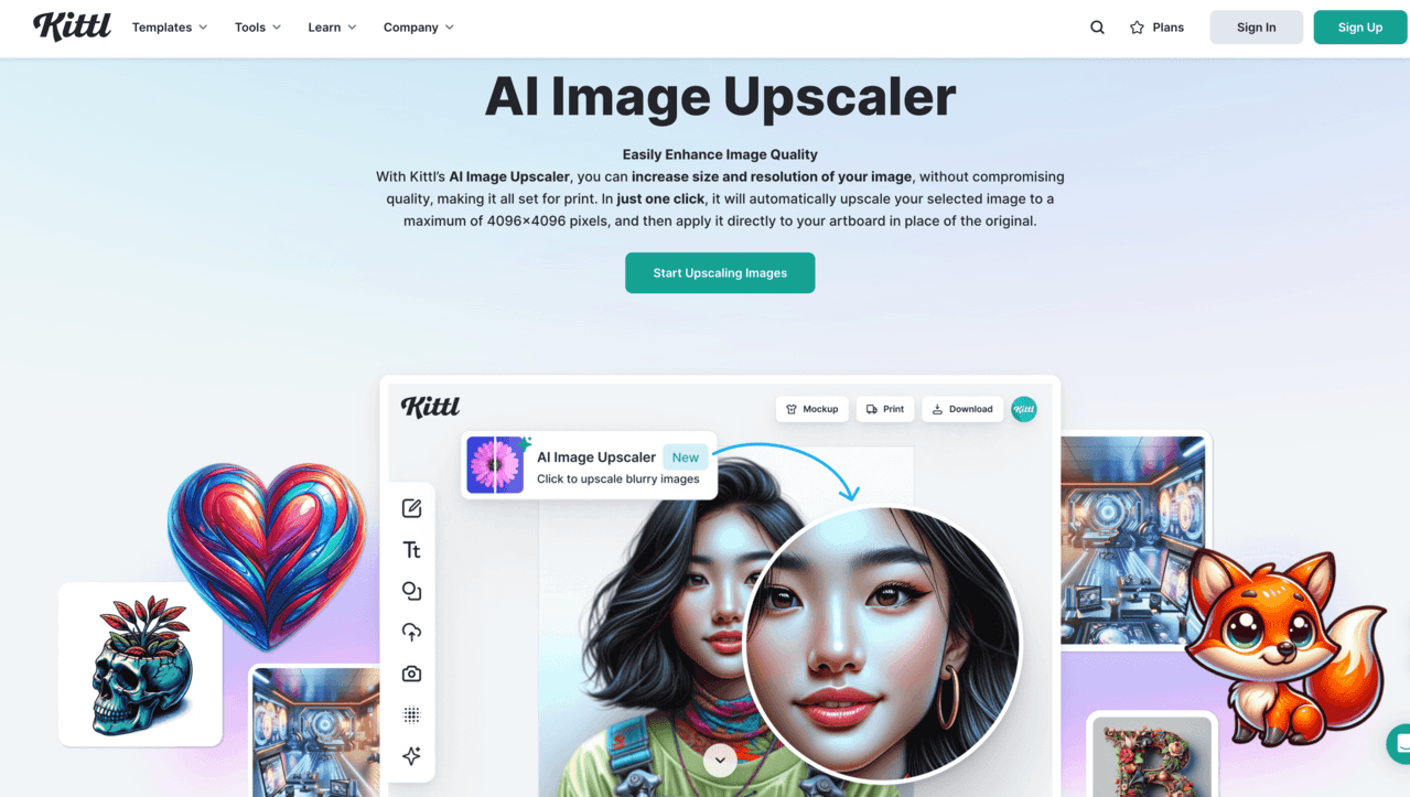 Kittl AI Image Upscaler – An AI image upscaler.