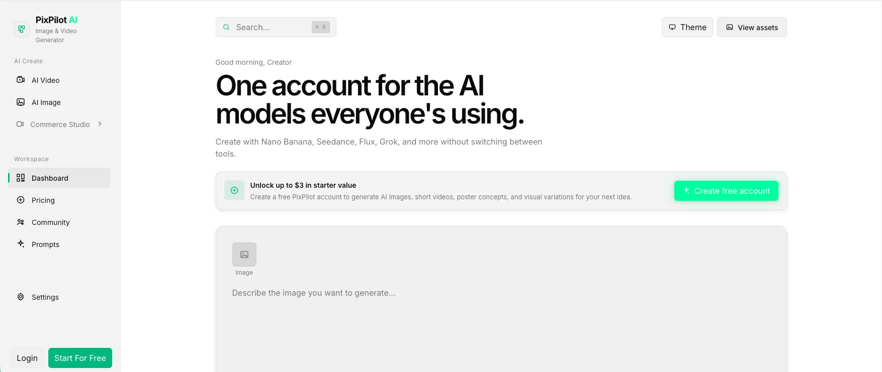 PixPilot – An AI creative workspace for images, videos, and social content.