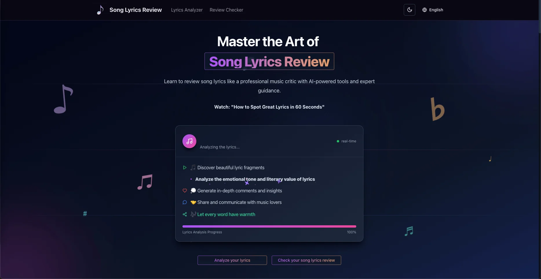Song Lyrics Review – An AI tool for exploring song meanings and lyrical themes.