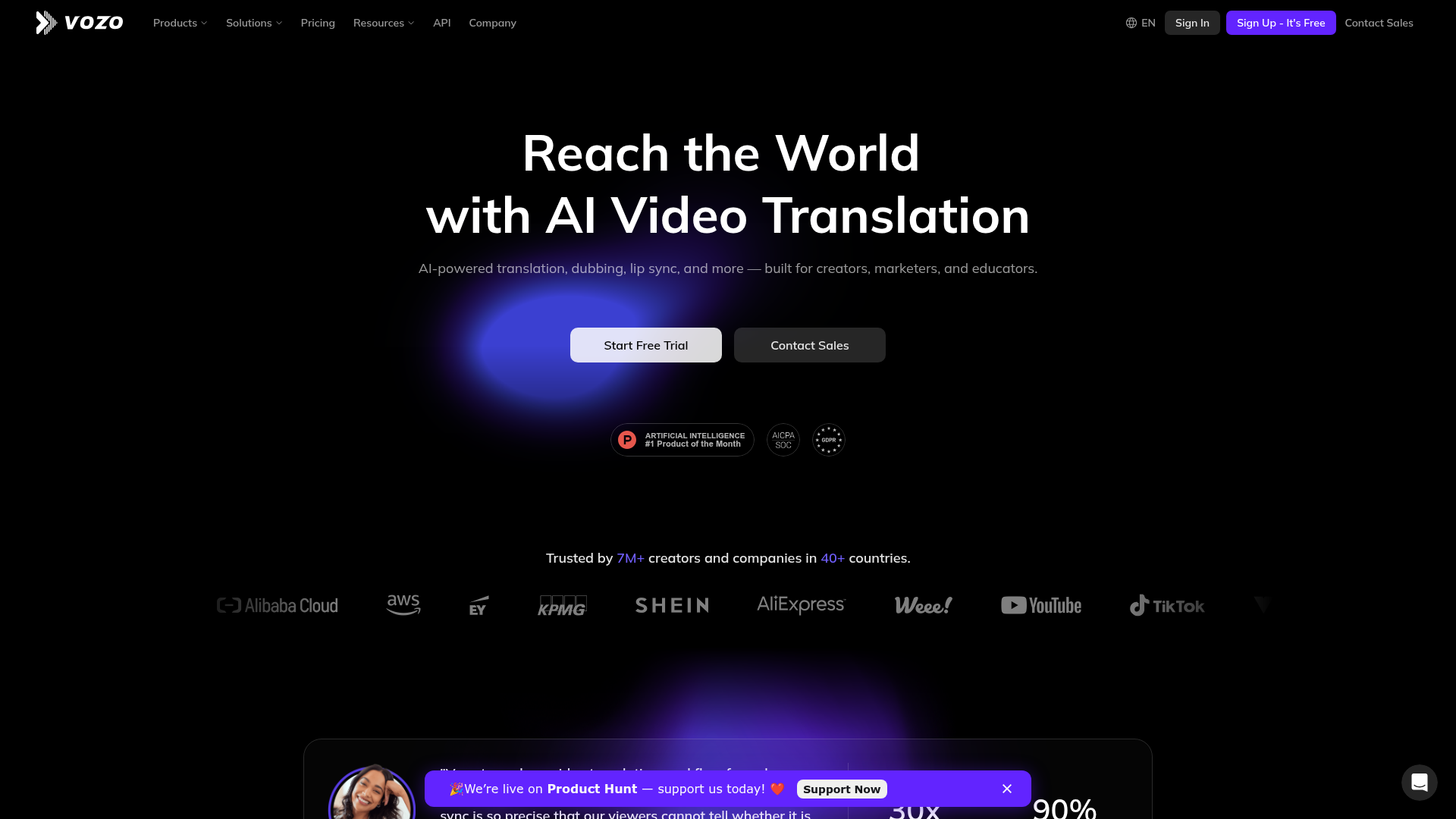 Vozo AI – A global AI video translation tool