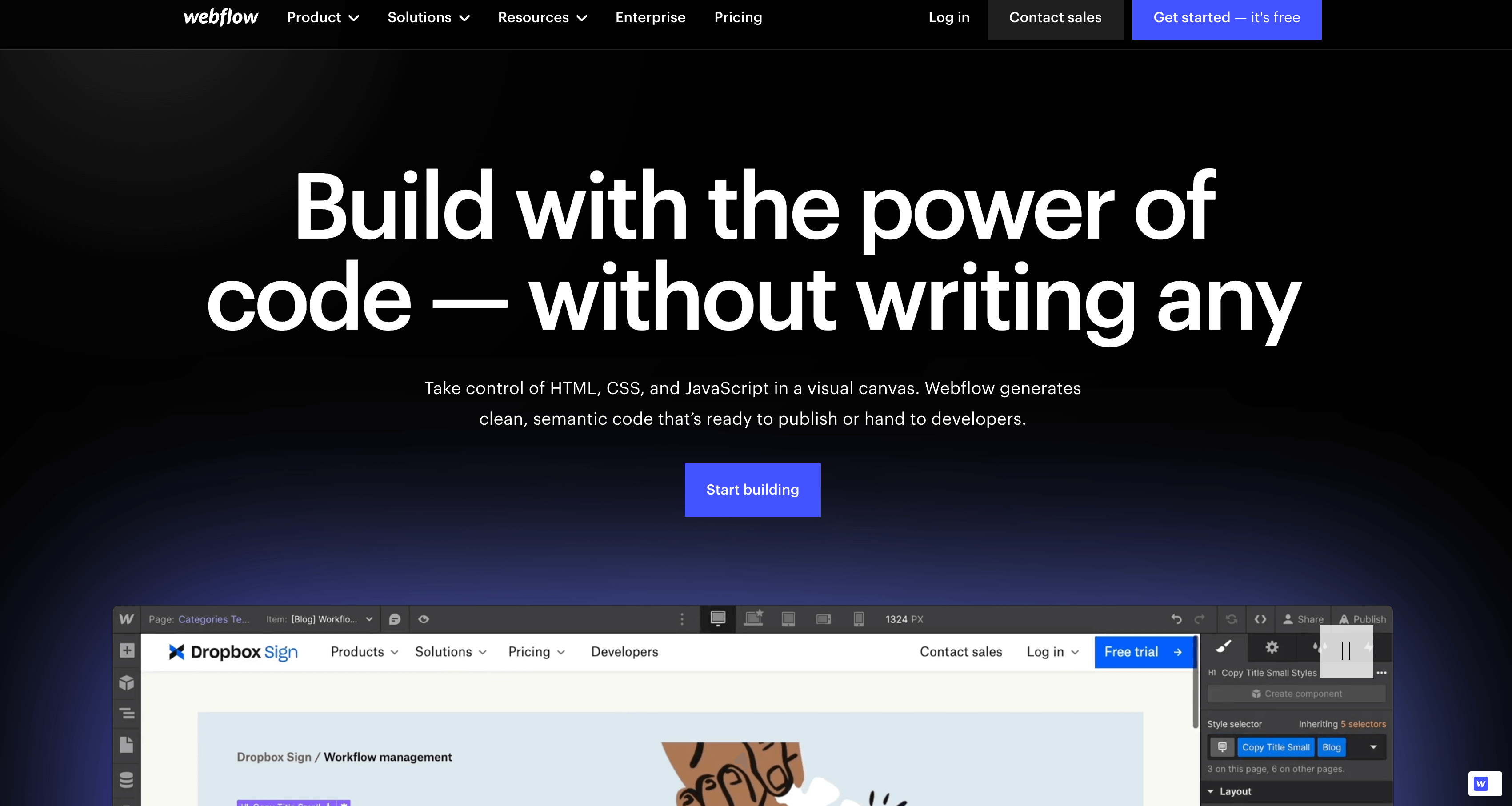 Webflow – Create a custom website with a No-code website builder.